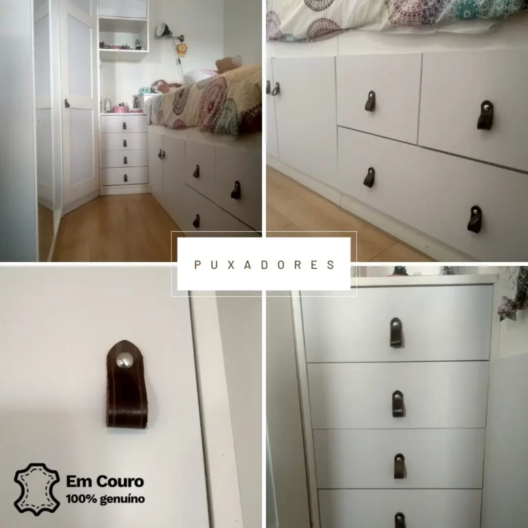 Puxadores para móveis, em Couro
