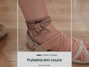 Pulseira em couro tornozelo - 2 botões