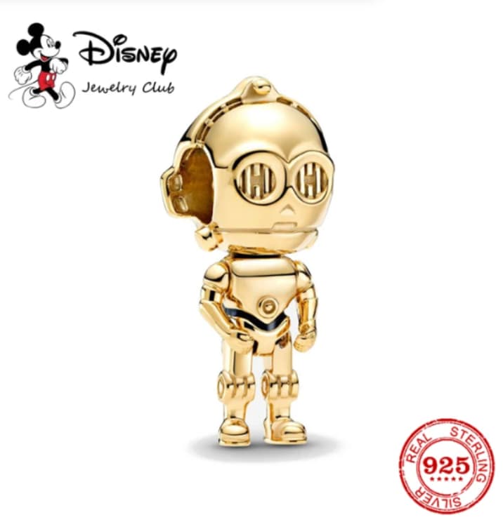 Fio em Couro com figura em prata 925 Sterling Silver 3CPO