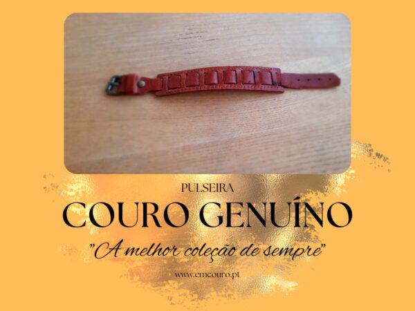 Pulseira em couro genuíno